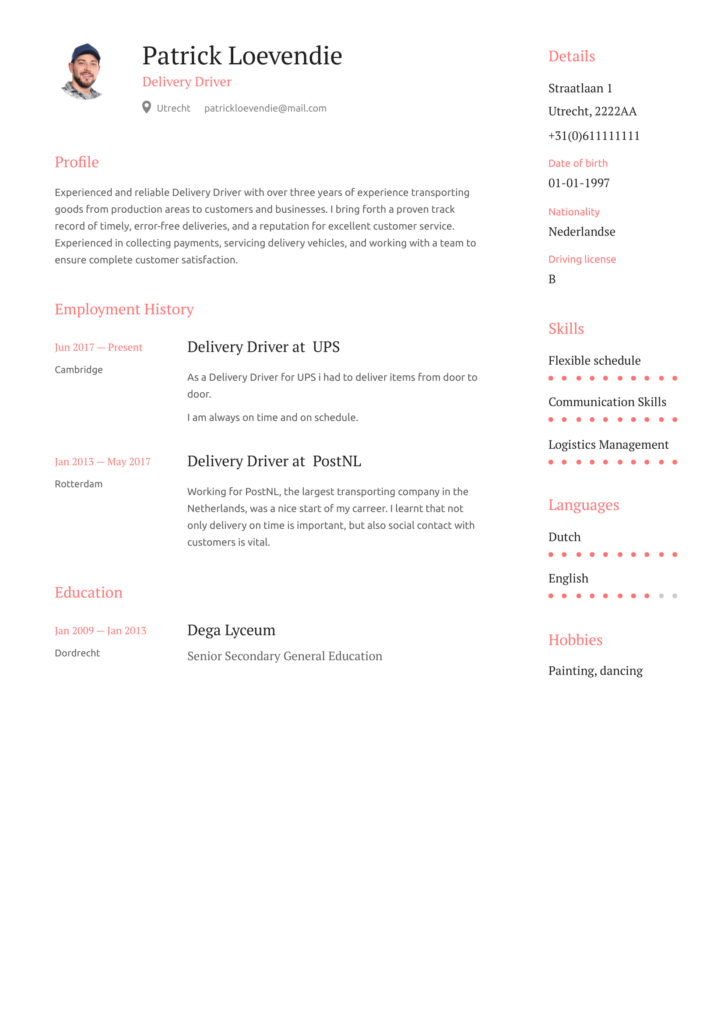 cv vertaling engels